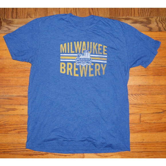 Milwaukee Brewery Shirt Mens Large Blue Short Sleeve Crew Neck Brewers MLB - Picture 2 of 6